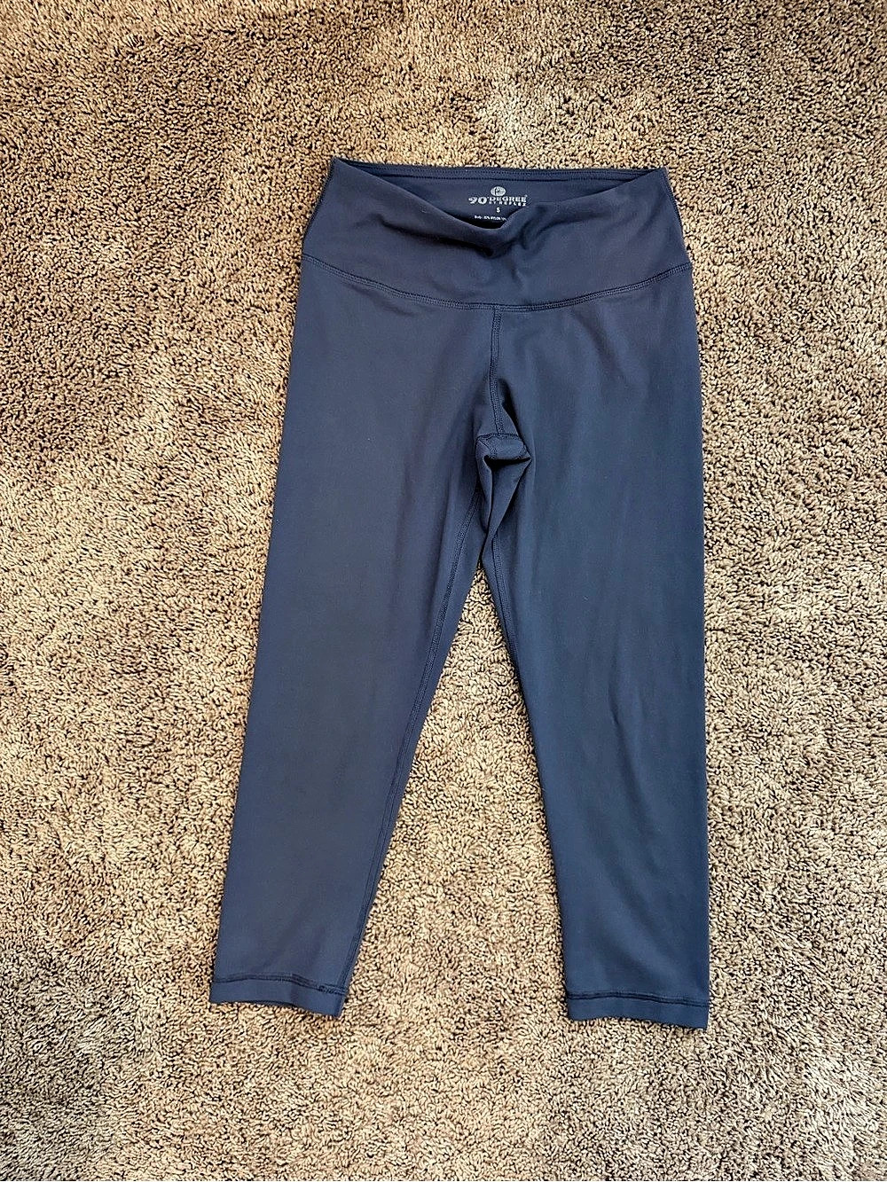 90 Degree by Reflex Power Flex High Waist Crop Leggings Blue Medium